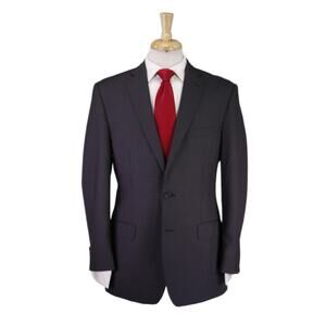 Calvin Klein Gray Striped 2-Btn Wool Suit 40R